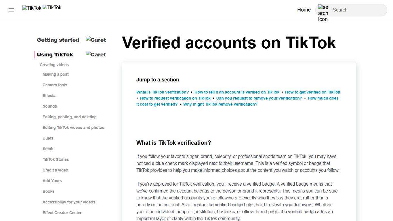 Verified accounts on TikTok